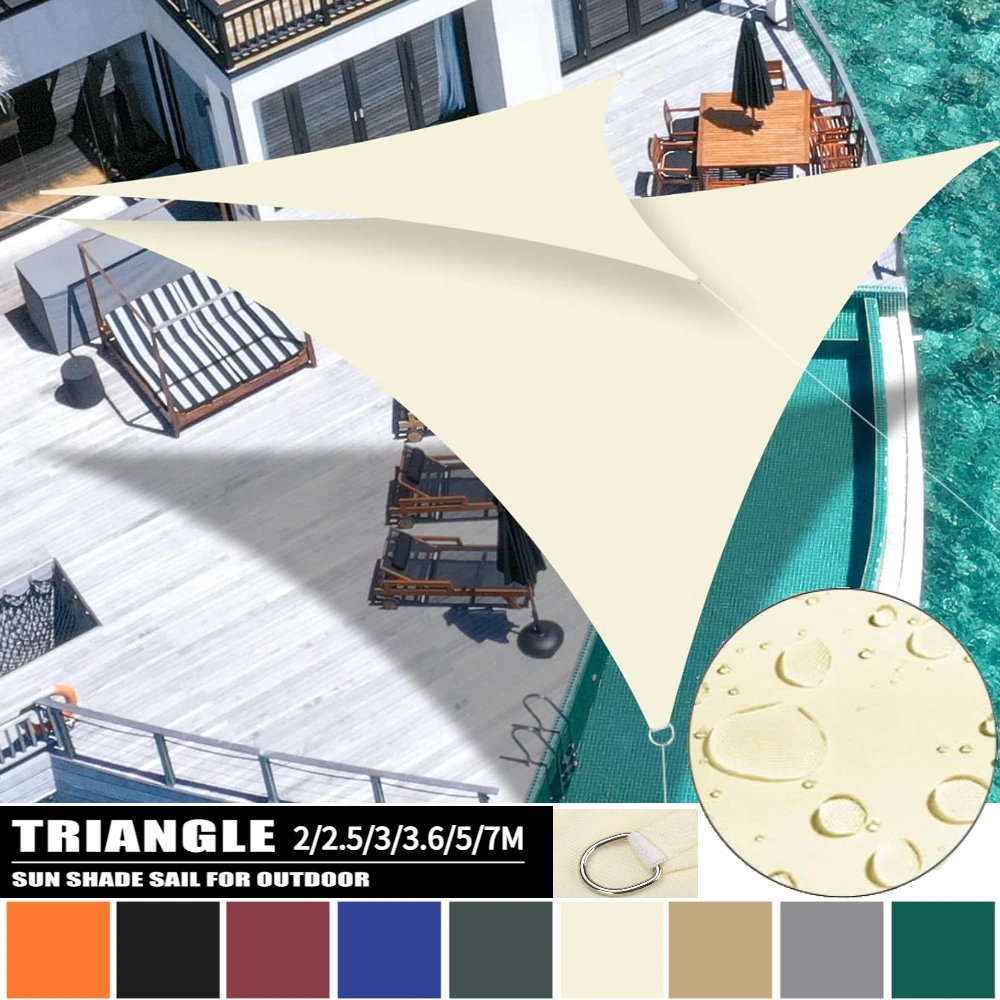 2/2,5/3/3,6/5/7M Sonnensegel Wasserdichtes Dreieckiges Vordach Robuster Schutz Outdoor-Schattenabdeckung Markise für Terrasse und Pool Image