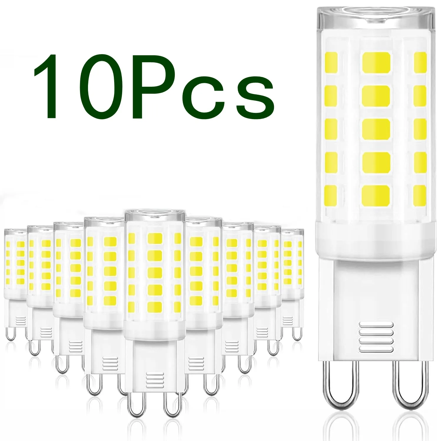 10 Stück 5 W G9 LED-Glühbirnen, dimmbare G9-Sockel-Glühbirnen für Kronleuchter, ersetzen Sie 50 W Halogenlampe, AC 220 V, kein Flimmern, Heimbeleuchtung