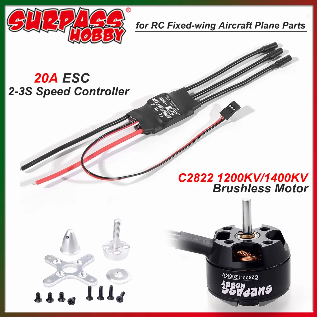 ÜBERTREFFEN HOBBY C2822 1200KV 1400KV Bürstenlosen Motor mit 20A ESC 2-3S Geschwindigkeit Controller für RC Starrflügel Flugzeug Flugzeug Drone Teil