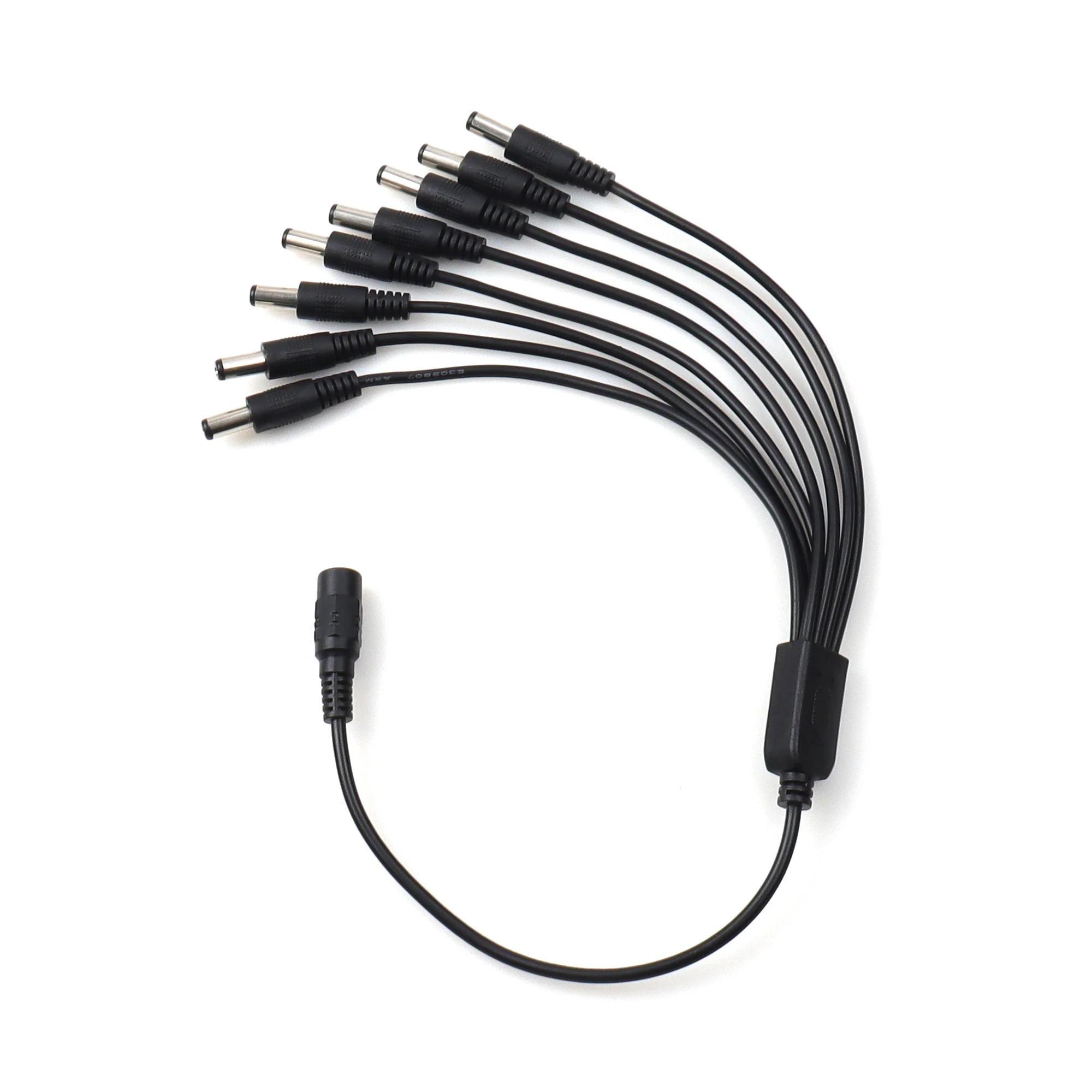 LANO Schwarzes DC 5521 Stromverteilerkabel 1 Buchse auf 2/3/4/5/6/8 Stecker 5521mm Anschluss für LED-Leuchten und DC-Geräte Image