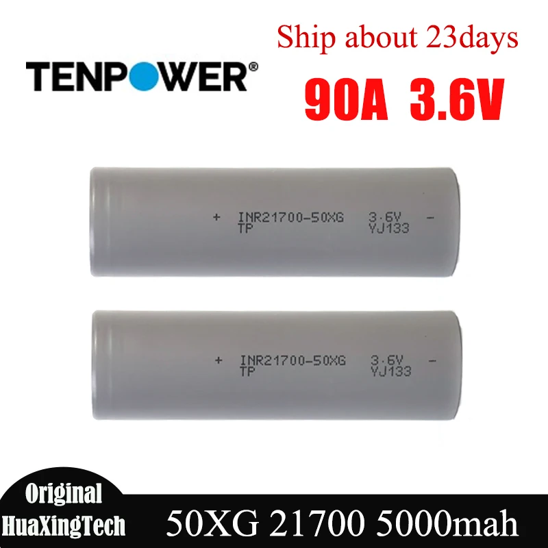 Original TENPWOER 50XG 21700 Batterie 5000 mah 90A 3,6 V Hohe Entladung Niedrigen Widerstand Rechargable Lithium Batterie TP INR21700 Zelle Image