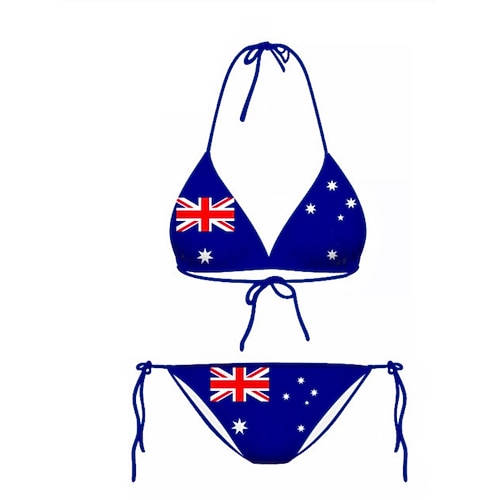 Unabhängigkeitstag Patriotische Damen Badebekleidung Bikini 2 Teilig Frech Badeanzug Schlank Rückenlos Urlaub Strand Kleidung Flagge Halterneckt Ärmellos Badeanzüge Image