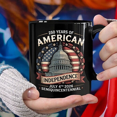 Tasse zum 250. Jahrestag der Vereinigten Staaten, patriotisches Geschenk, Keramik-Kaffeebecher zum 550. Jahrestag, 1776–2026 Amerika 250, Geschenk zum Unabhängigkeitstag (4. Juli) für Männer und Image