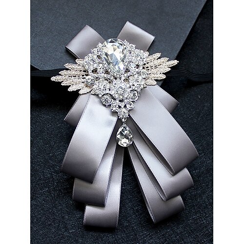Luxuriöse Fliege mit Kristallbrosche für Herren – elegante Anstecknadel mit Strassverzierung, formelles Hochzeits- und Party-Accessoire Image
