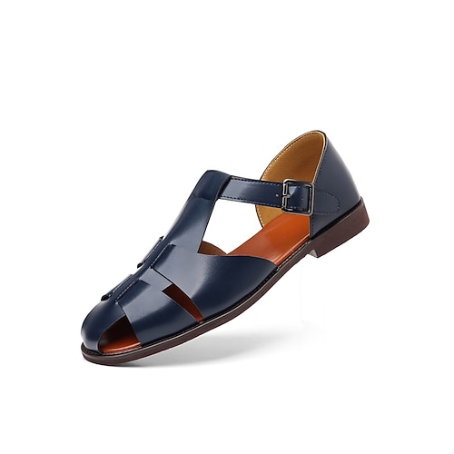 Braune Herren-Sandalen aus Kunstleder mit Riemchen, atmungsaktives, offenes Design, leichte Komfortsohle, lässiger Stil für Strandhochzeiten und sommerliche Anlässe. Image