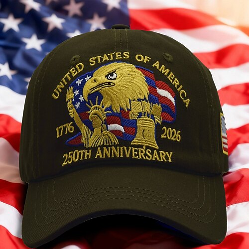 Mütze zum 250. Jahrestag der Vereinigten Staaten, gestickter Weißkopfseeadler, patriotische Baseballkappe, verstellbare Retro-Kappe für Damen und Herren, Jubiläums-Sonderedition Image
