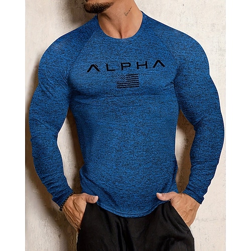 Tag der Unabhängigkeit Amerikas 250. Jahrestag Herren Lauf-T-Shirt Kompressionsshirt Laufshirt Langarm Oberteil Frühling Herbst Buchstabe Schnelltrocknend Kompression Feuchtigkeitsableitend Image