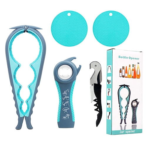 5-in-1-Multifunktions-Glasöffner für schwache Hände, Senioren mit Arthritis, Flaschenöffner und Deckelöffner für arthritische Hände mit rutschfester Gummigriffauflage Image