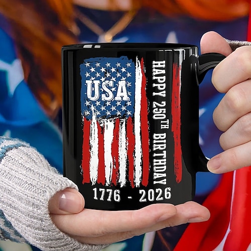 Tasse zum 250. Jahrestag der Vereinigten Staaten, patriotisches Geschenk, Keramik-Kaffeebecher zum 550. Jahrestag, 1776–2026 Amerika 250, Geschenk zum Unabhängigkeitstag (4. Juli) für Männer und Image