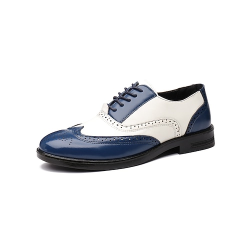 Zweifarbige Herren-Anzugschuhe, braun-weißer Oxford-Stil, Schnürdesign, eleganter Vintage-Look für Hochzeiten und festliche Anlässe Image