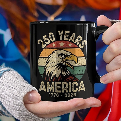 Tasse zum 250. Jahrestag der Vereinigten Staaten, patriotisches Geschenk, Keramik-Kaffeebecher zum 550. Jahrestag, 1776–2026 Amerika 250, Geschenk zum Unabhängigkeitstag (4. Juli) für Männer und Image