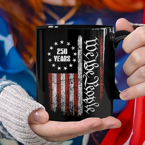 Tasse zum 250. Jahrestag der Vereinigten Staaten, patriotisches Geschenk, Keramik-Kaffeebecher zum 550. Jahrestag, 1776–2026 Amerika 250, Geschenk zum Unabhängigkeitstag (4. Juli) für Männer und Image