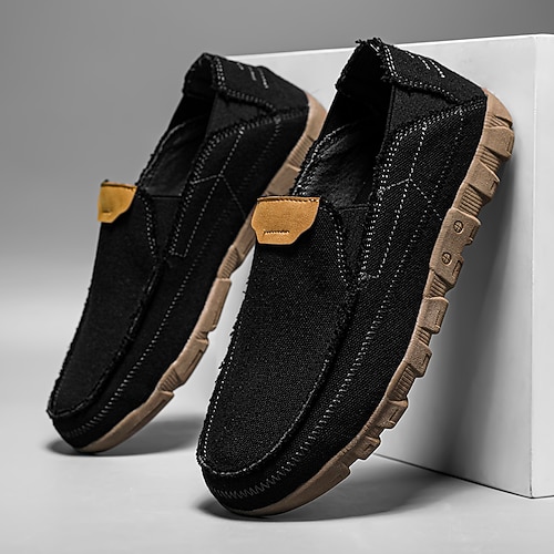 Khakifarbene Herren-Slipper, Obermaterial aus strukturiertem Stoff, flexible, rutschfeste Sohle, bequemer Stil für Spaziergänge und den Alltag Image