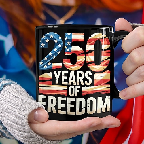 Tasse zum 250. Jahrestag der Vereinigten Staaten, patriotisches Geschenk, Keramik-Kaffeebecher zum 550. Jahrestag, 1776–2026 Amerika 250, Geschenk zum Unabhängigkeitstag (4. Juli) für Männer und Image