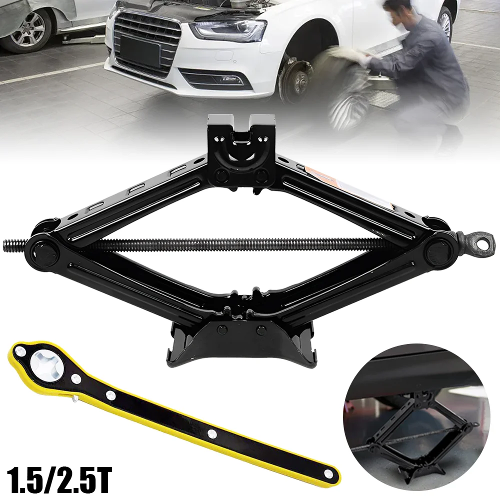 Cricchi per Auto 2 in 1, Cric Manuale 2.5T 1.5T, Attrezzo per Riparazione Auto, Strumento di Sollevamento con Chiave a Cricchetto Salva-Fatica, Cric Pieghevole per Auto