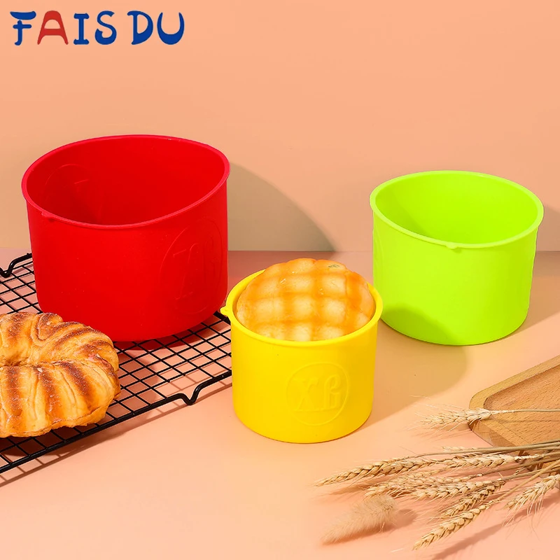 FAIS DU Bunte runde Kuchenform mit hohem Rohr, Silikon-Mousse, Dessert-Silikonform, Vertieffungsform, Backwerkzeuge Image