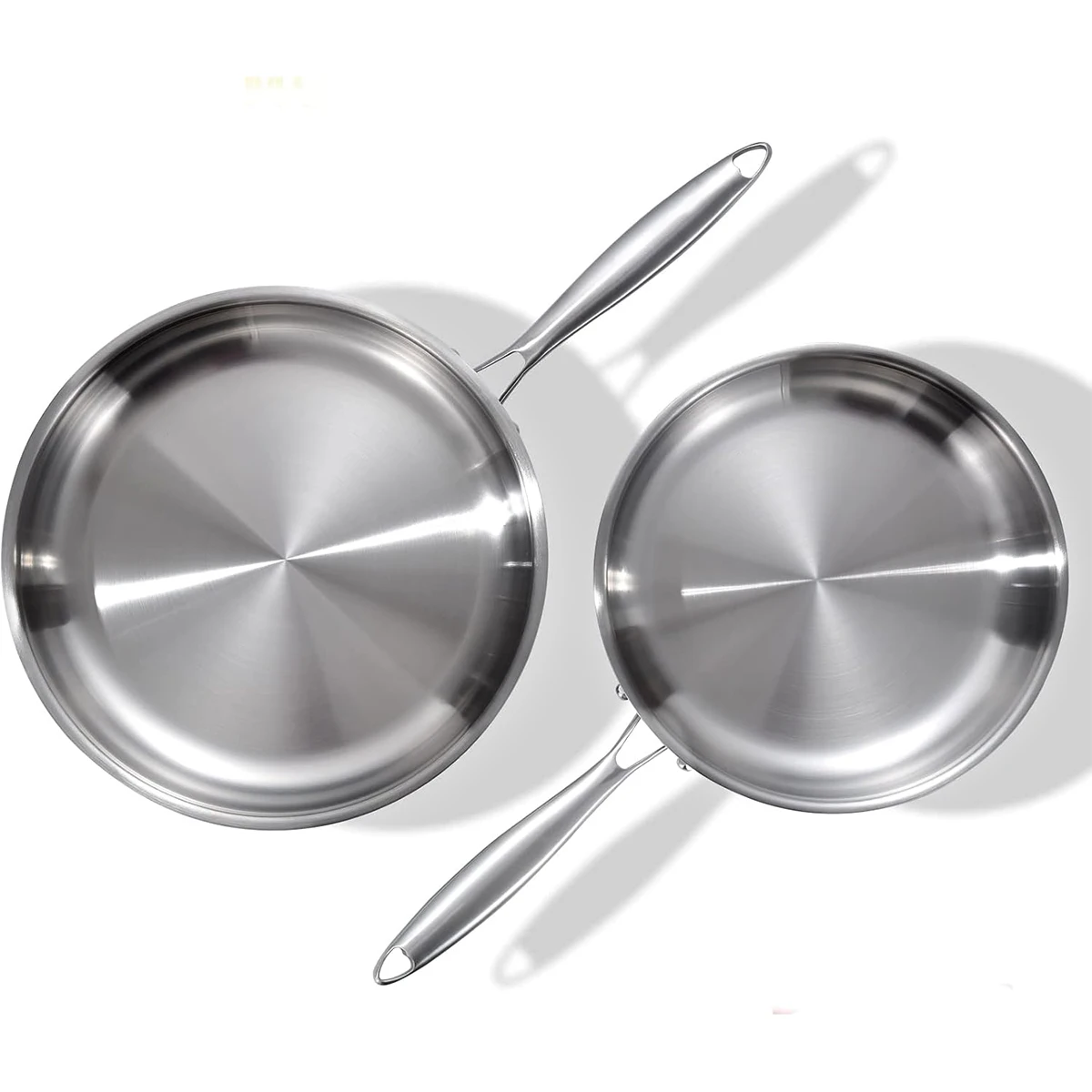 Dreilagig verkleidete Bratpfanne aus Edelstahl, klassische Kochpfanne, kompatibel mit allen Kochfeldern und Induktion, spülmaschinenfest Image