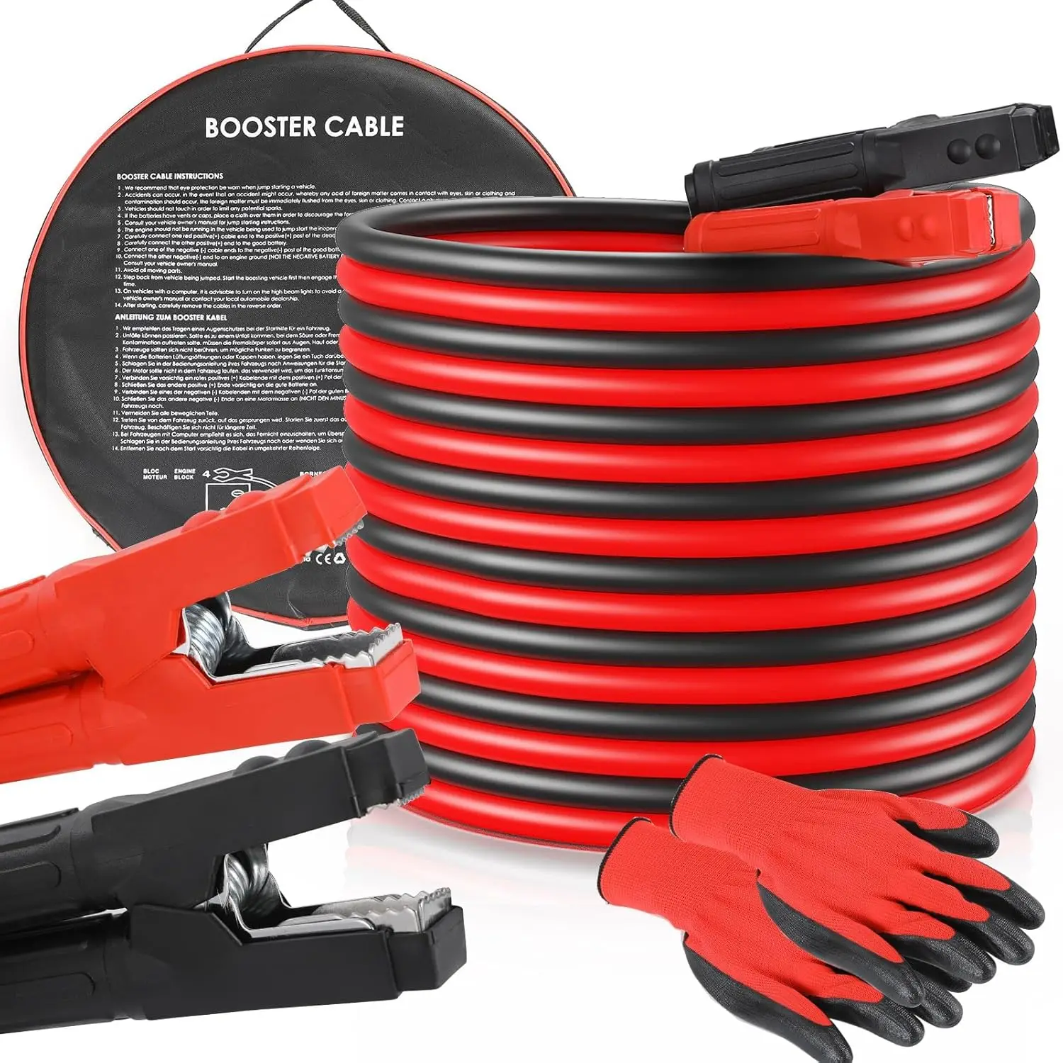 2 x 3000 Ampere, 4/6 m, 50 mm2, Sprungleitungen/Booster-Kabel für Benzin- und Dieselmotoren. Auto- und Motorrad-Überbrückungskabel, hergestellt 12 V/24 V Image