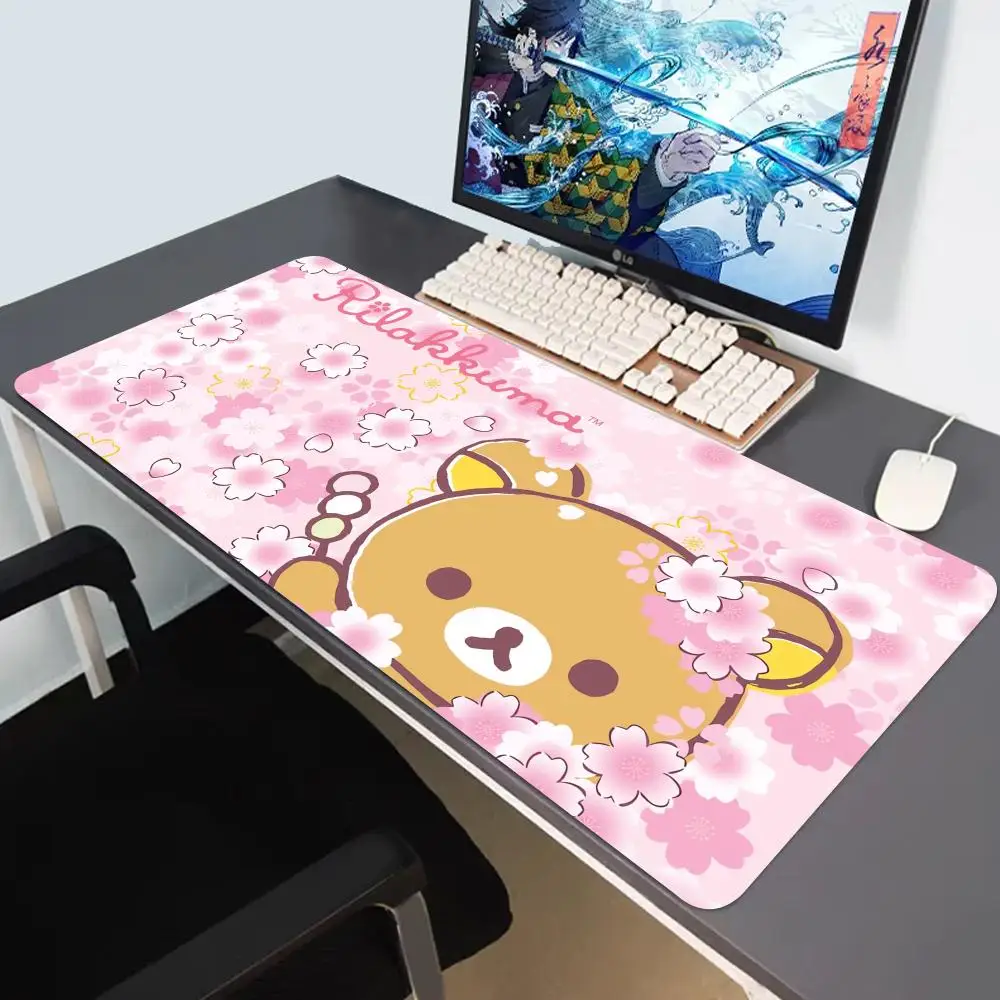 Kawaii Spiel Gummi Matte Nette Mousepad Nicht-slip Tisch Matte Anime Rosa Rilakkuma Büro Computer Zubehör Geschwindigkeit Desktop Maus pad Image