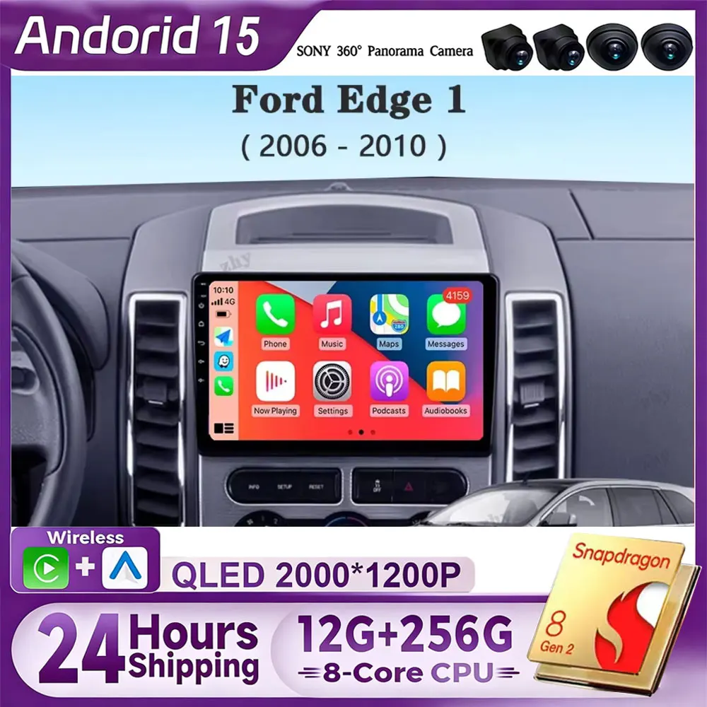Android 15 Carplay Auto Für Ford Edge 1 U387 2006-2010 Auto Radio Multimedia Video Player Navigation GPS Keine 2Din 2 Din DVD DSP Image