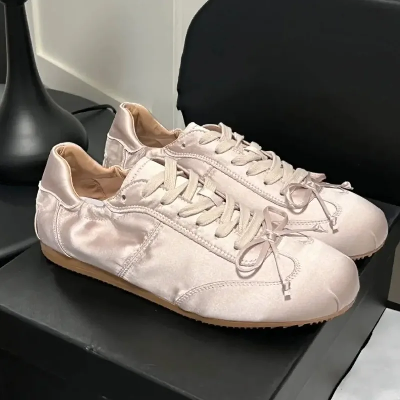 2025, Marke, Satin, Rosa, niedliche Ballerinas, Schuhe für Damen, süße lässige Turnschuhe, Schuhe, bequemer Spaziergang, tägliche Schuhe