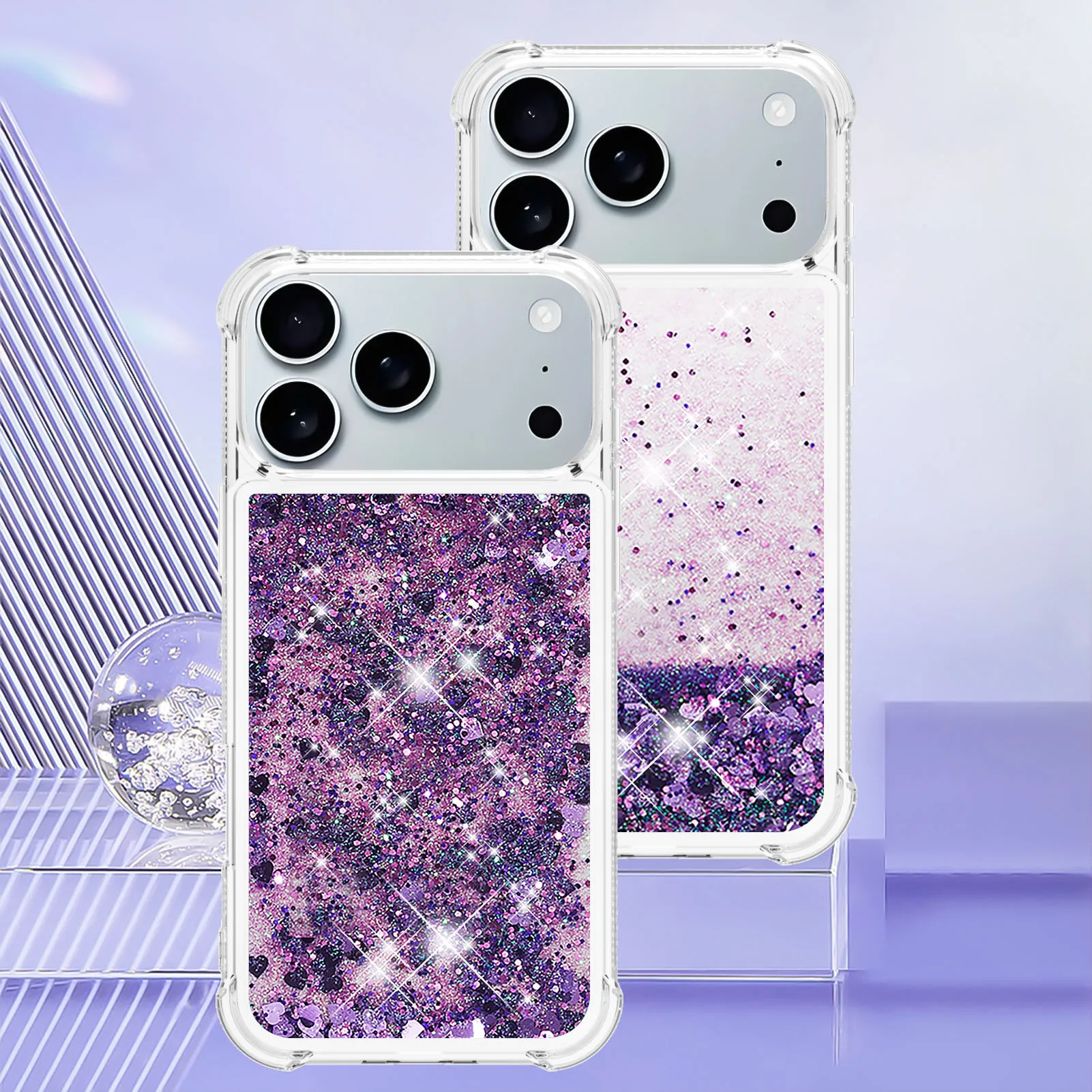 Klare Bling Glitter Liquid Quicksand Handyhülle für iPhone 17 Air 16 PM 15 14 Plus 13 12 11 Pro Max 16e Anti-Schutzhülle Image