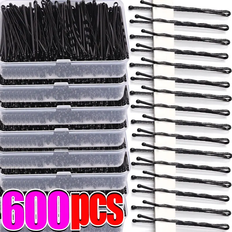 600/60 stücke Schwarz Gerade Linie Haar Clip U-förmigen Nadel Dame Haarnadeln Lockige Wellenförmige Griffe Frauen Bobby Pins Styling Haar Zubehör Image