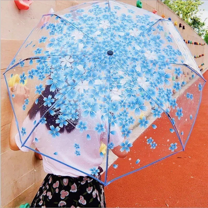 Romantische transparente klare Blumen Blase Kuppel niedlichen Designer Gothic Regenschirm für Wind starken Regen Frauen Sonnenschirm Image
