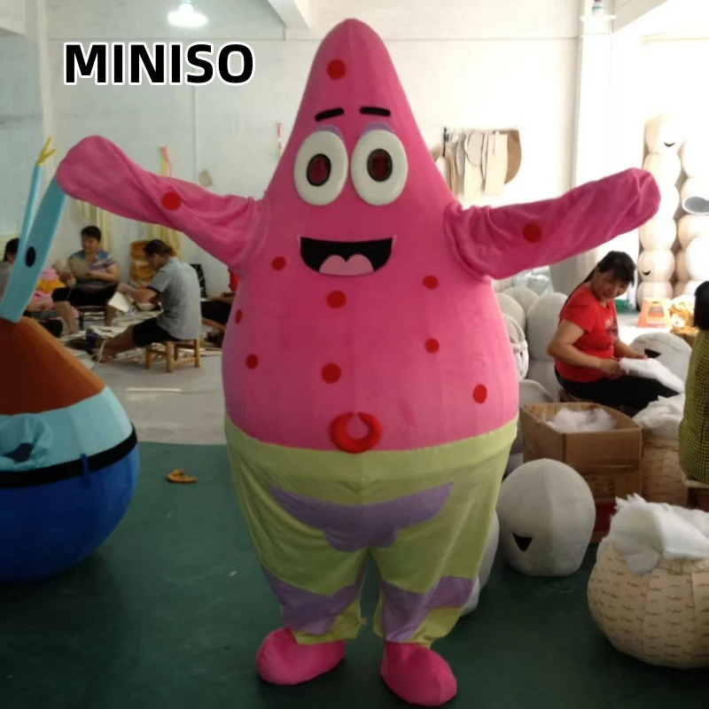 Gelber Schwamm Baby Maskottchen Kostüm Cartoon Puppe Cosplay Kostüm Geburtstag Charakter Seestern Krabbe Kostüm Image