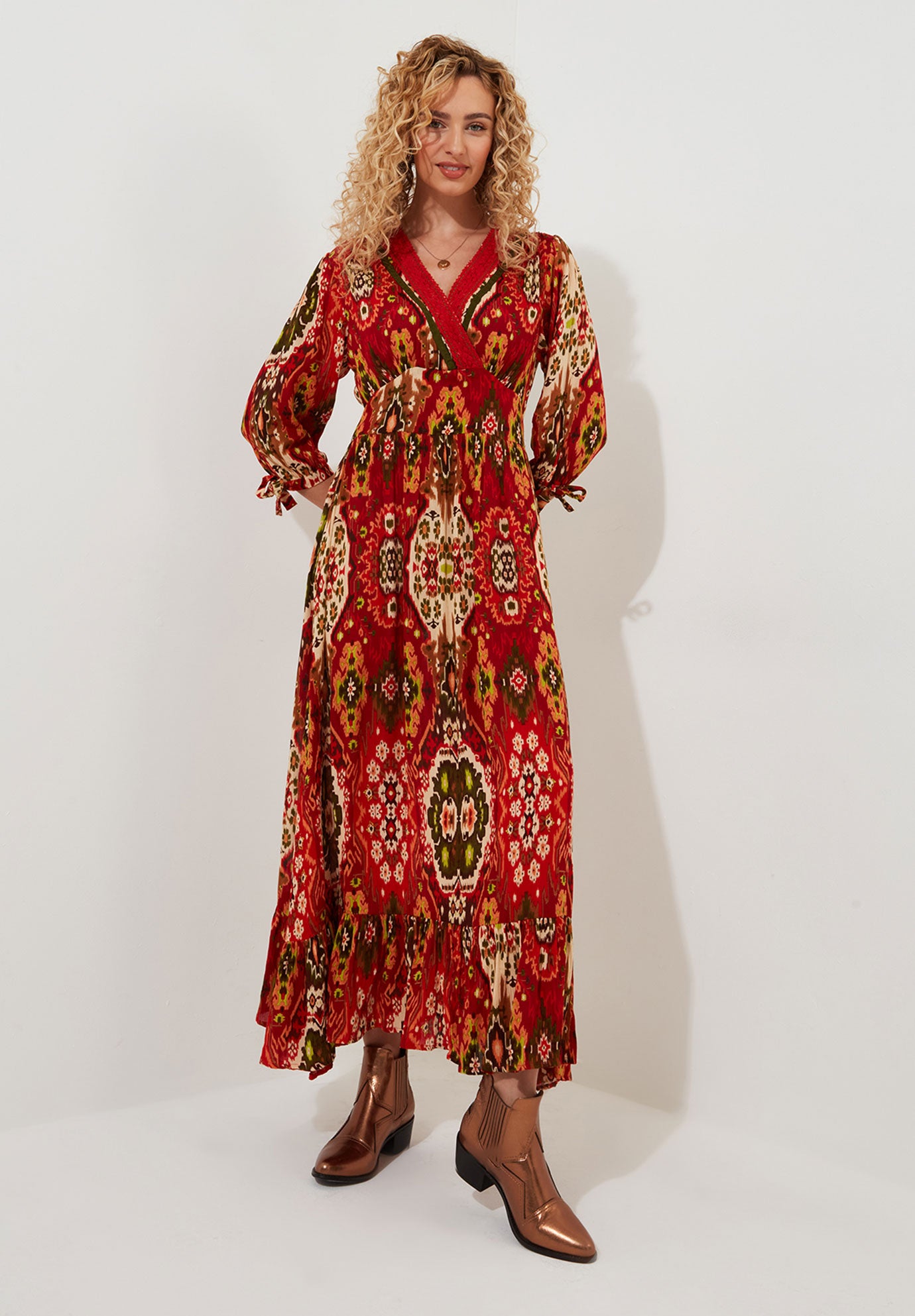 Plus Size Women's Surplice Flounce Maxi Dress by Joe Browns in Boho Tapestry (Size 26 W)