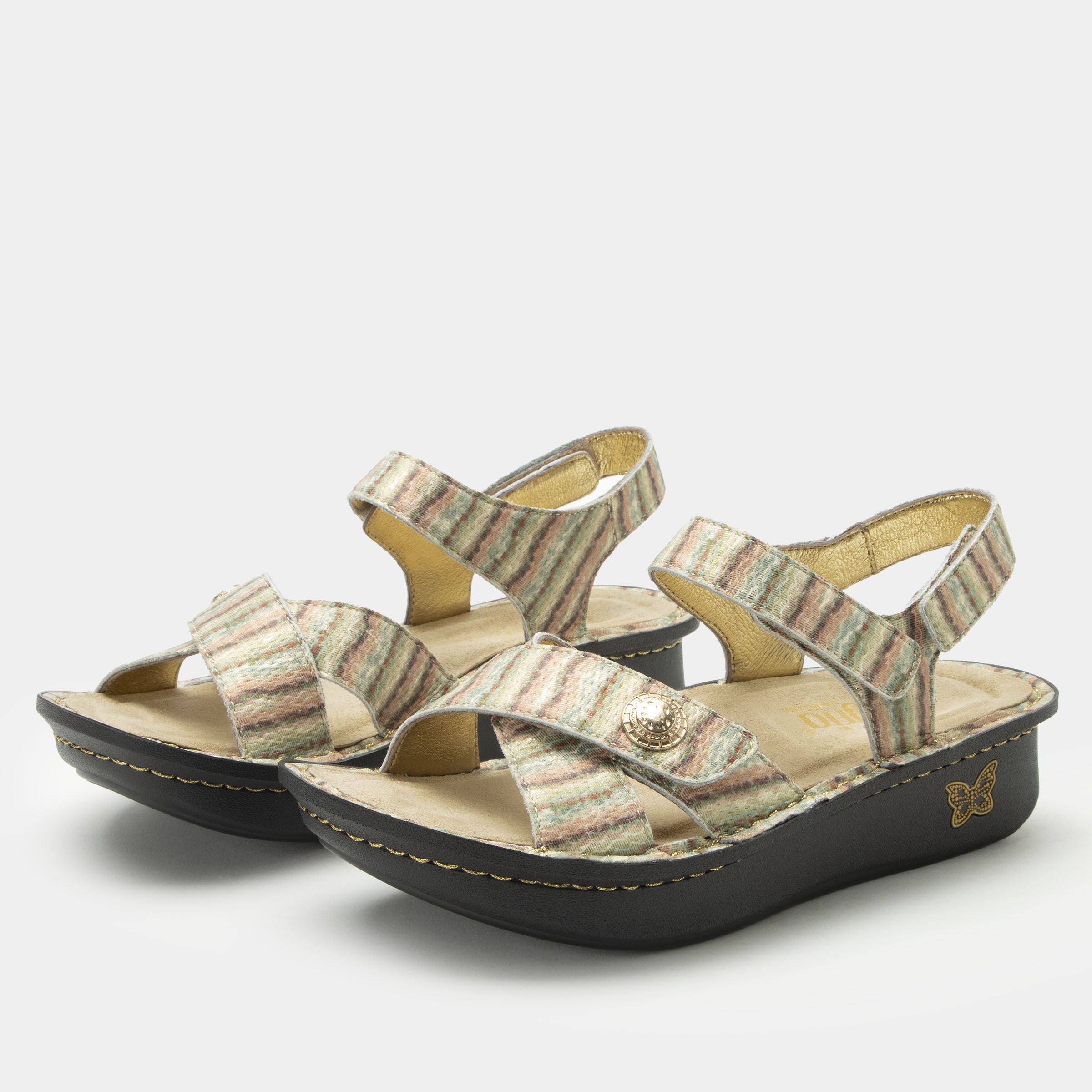 Women's Kelsi Cross Strap Adjustable Sandal by Alegria in Ivory (Size 38 M)