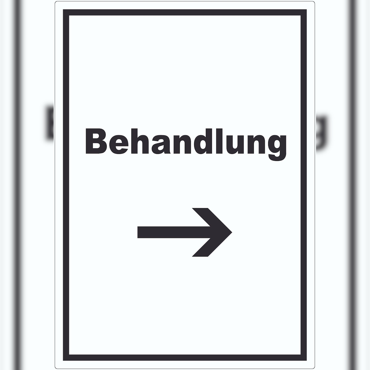 HB-Druck Behandlung Aufkleber mit Text und Richtungspfeil rechts Behandlungsraum hochkant A8 (52x74mm) Image