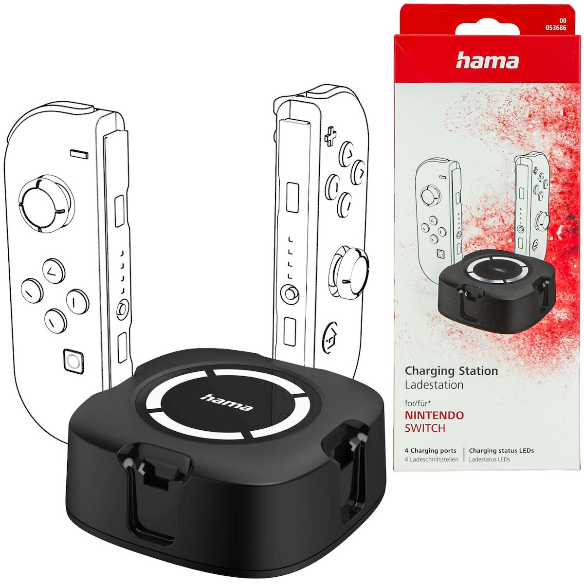 Hama Ladestation 4-Fach für Nintendo Switch Joy-Con