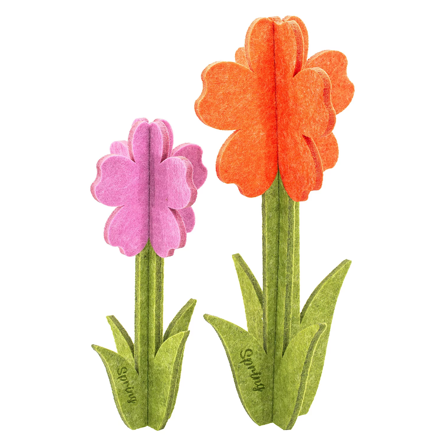 Filz-Blumen, orange und violett, 2 Stück Image