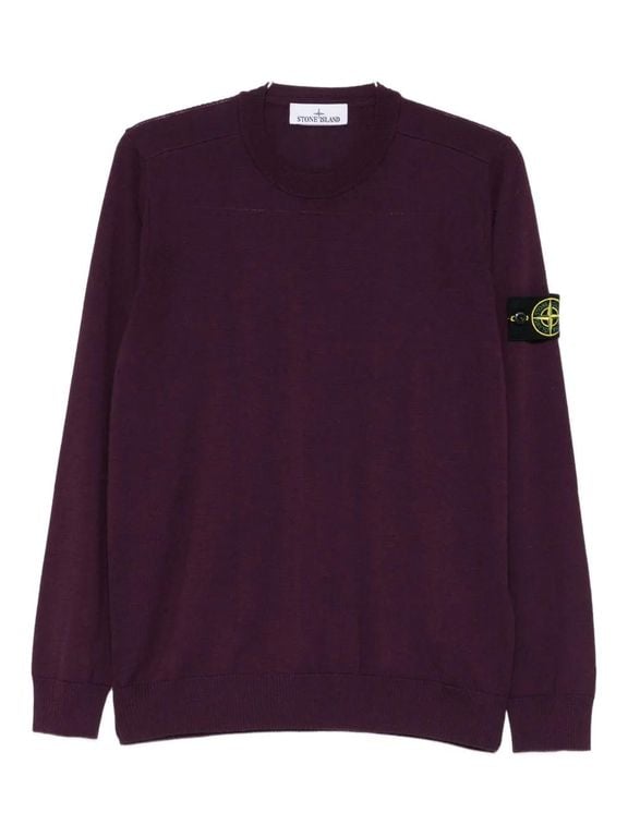 Crew-Neck Wool Sweater - Purple - Stone Island Knitwear
