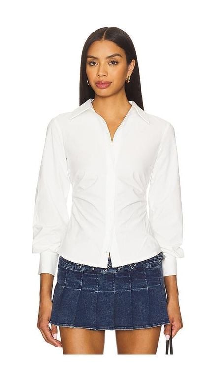 Millie Button Up Top - White - ALL THE WAYS Tops