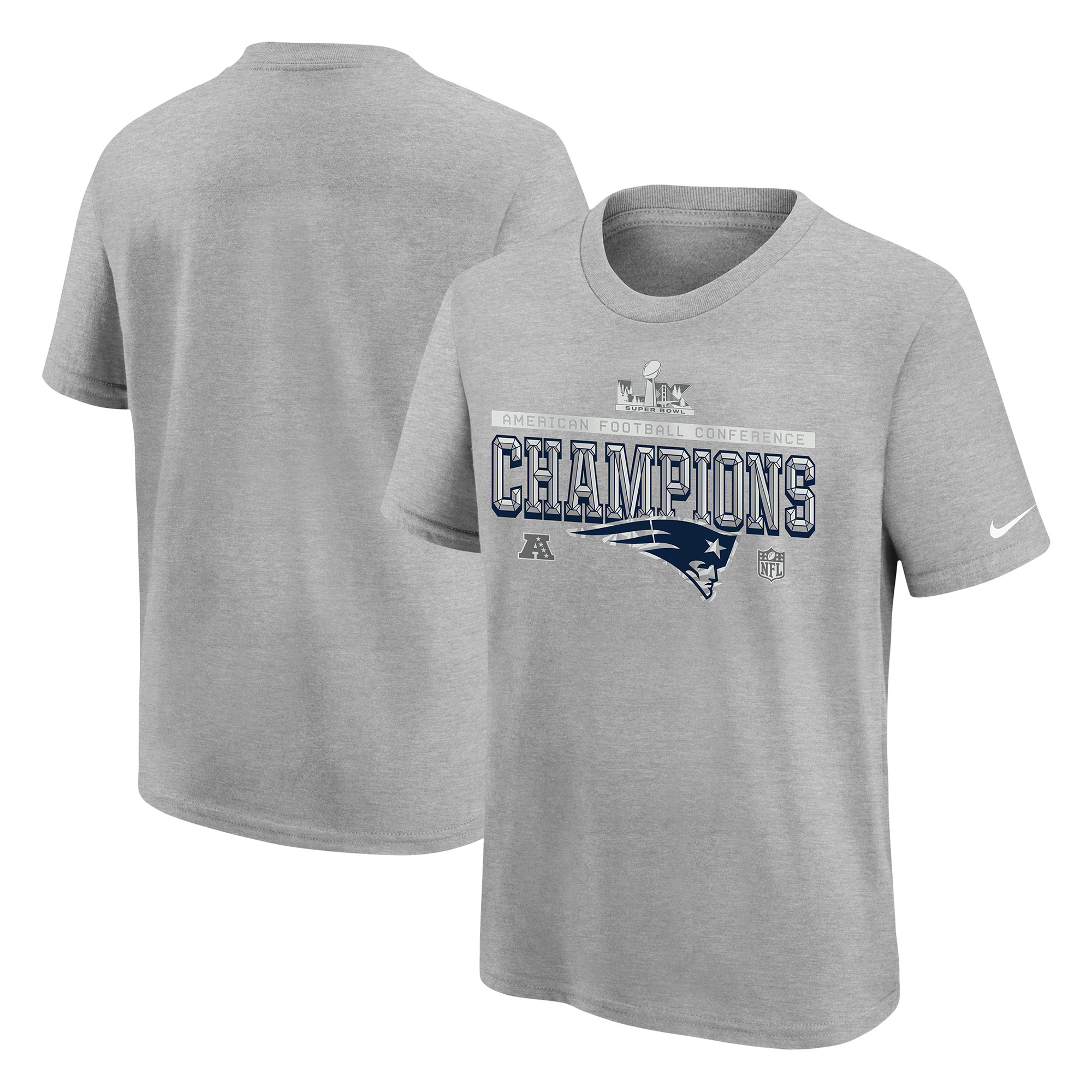 Nike Jugend-T-Shirt in Grau, New England Patriots 2025 AFC Champions Locker Room Trophy Collection, authentisch Image