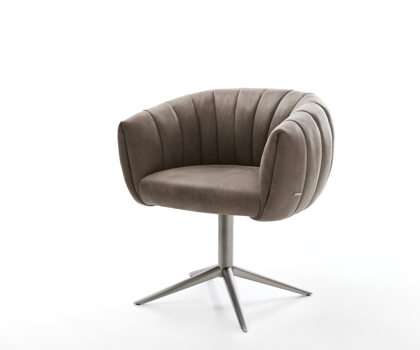 DELIFE Drehstuhl Jada-Flex Mikrofaser Taupe Vintage Fußkreuz Graphit 360° drehbar Wippfunktion Taschenfederkern, Esszimmerstühle Image