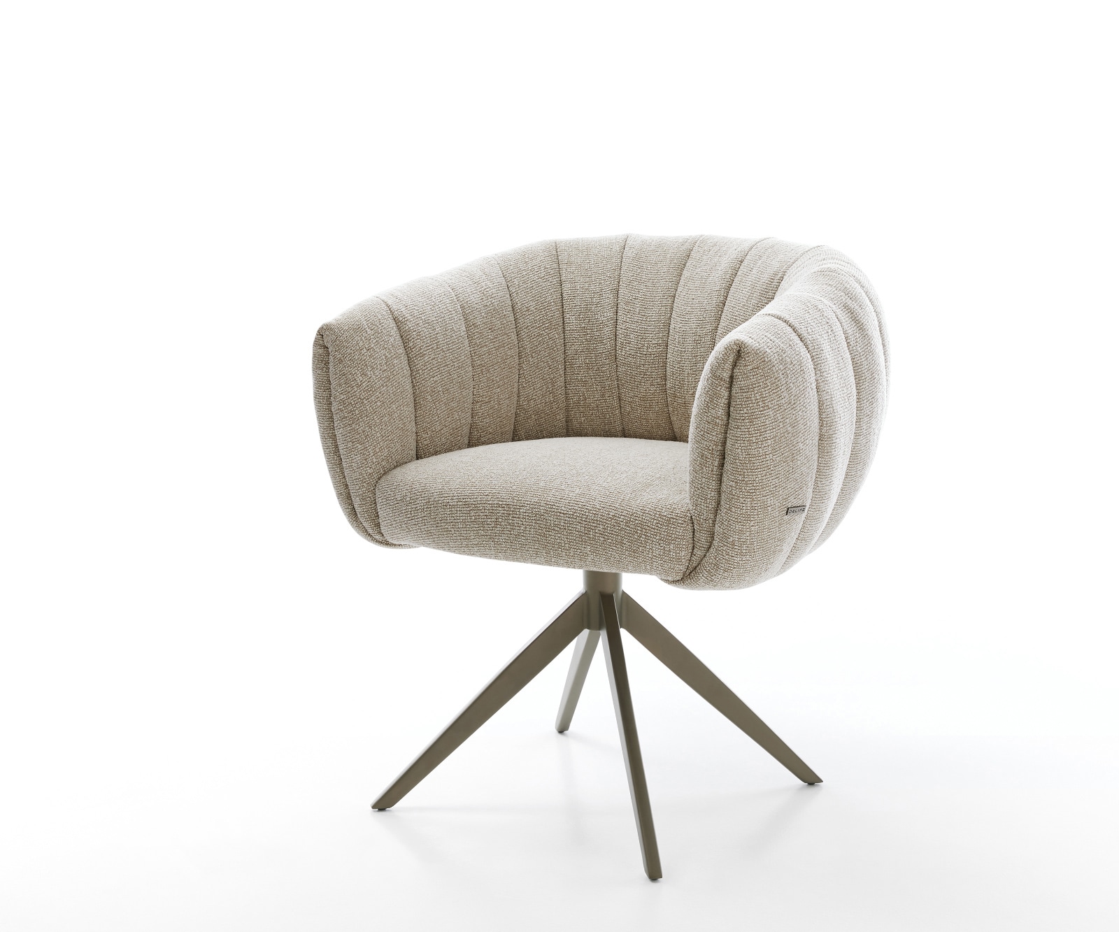 DELIFE Drehstuhl Jada-Flex Webstoff Soft Beige Kreuzgestell breit Effektfinish Titan 360° drehbar Wippfunktion Taschenfederkern, Esszimmerstühle Image