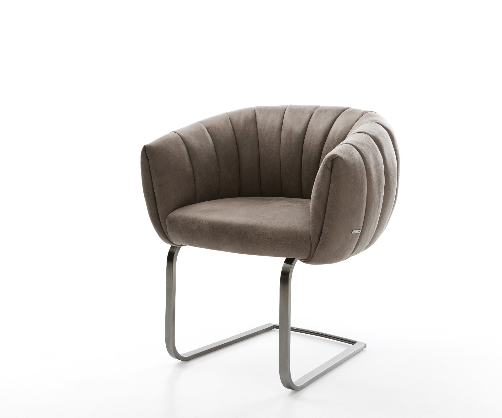 DELIFE Freischwinger Jada-Flex Mikrofaser Taupe Vintage Freischwinger flach Graphit Taschenfederkern, Esszimmerstühle Image