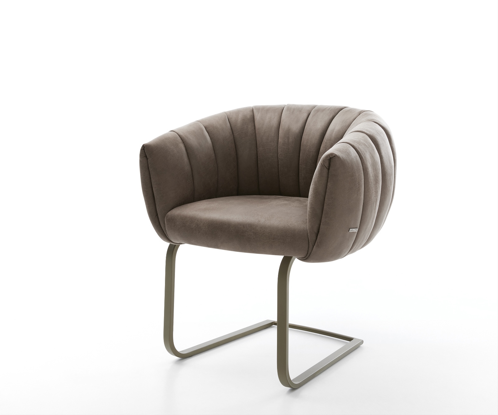 DELIFE Freischwinger Jada-Flex Mikrofaser Taupe Vintage Freischwinger flach Effektfinish Titan Taschenfederkern, Esszimmerstühle Image