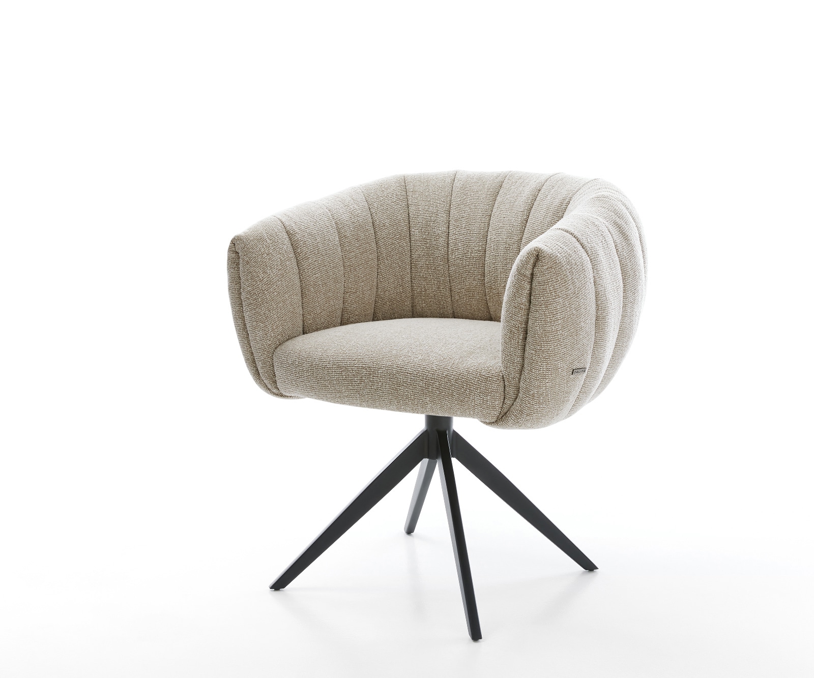 DELIFE Drehstuhl Jada-Flex Webstoff Soft Beige Kreuzgestell breit Schwarz 360° drehbar Wippfunktion Taschenfederkern, Esszimmerstühle Image