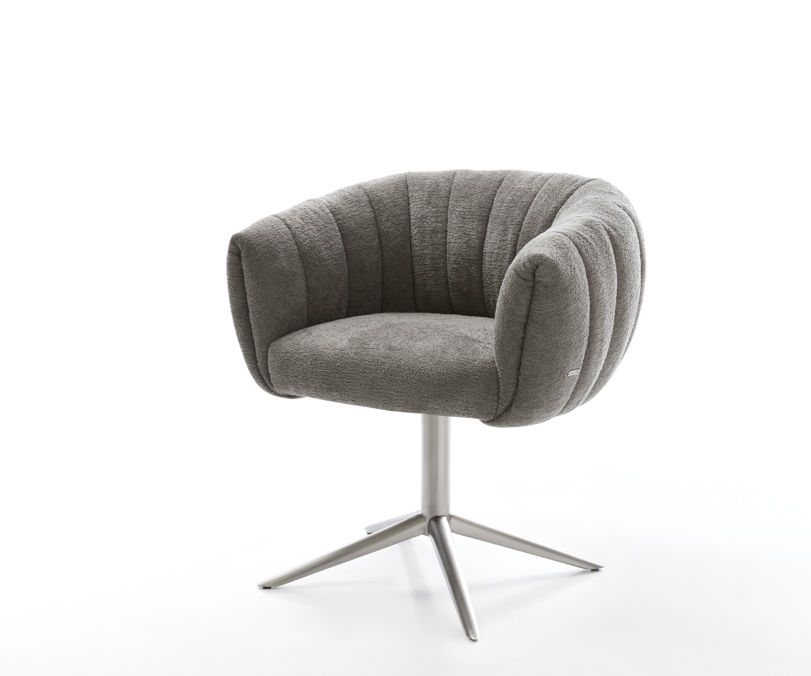 DELIFE Drehstuhl Jada-Flex Bouclé Soft Schlamm Fußkreuz Edelstahl 360° drehbar Wippfunktion Taschenfederkern, Esszimmerstühle Image