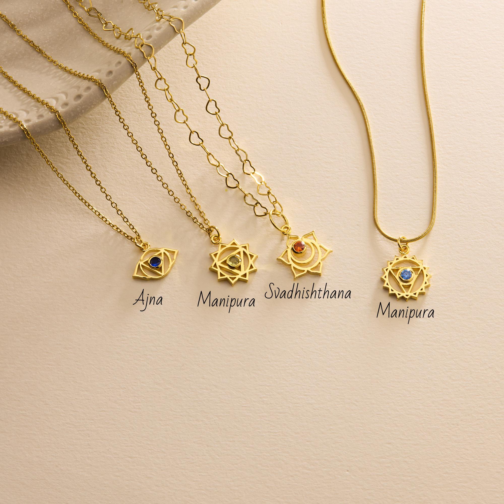 Collana con ciondolo in pietra dei sette chakra placcata in oro, gioielli yoga, collana con chakra in pavé, collana boho, regalo per lei, collana per