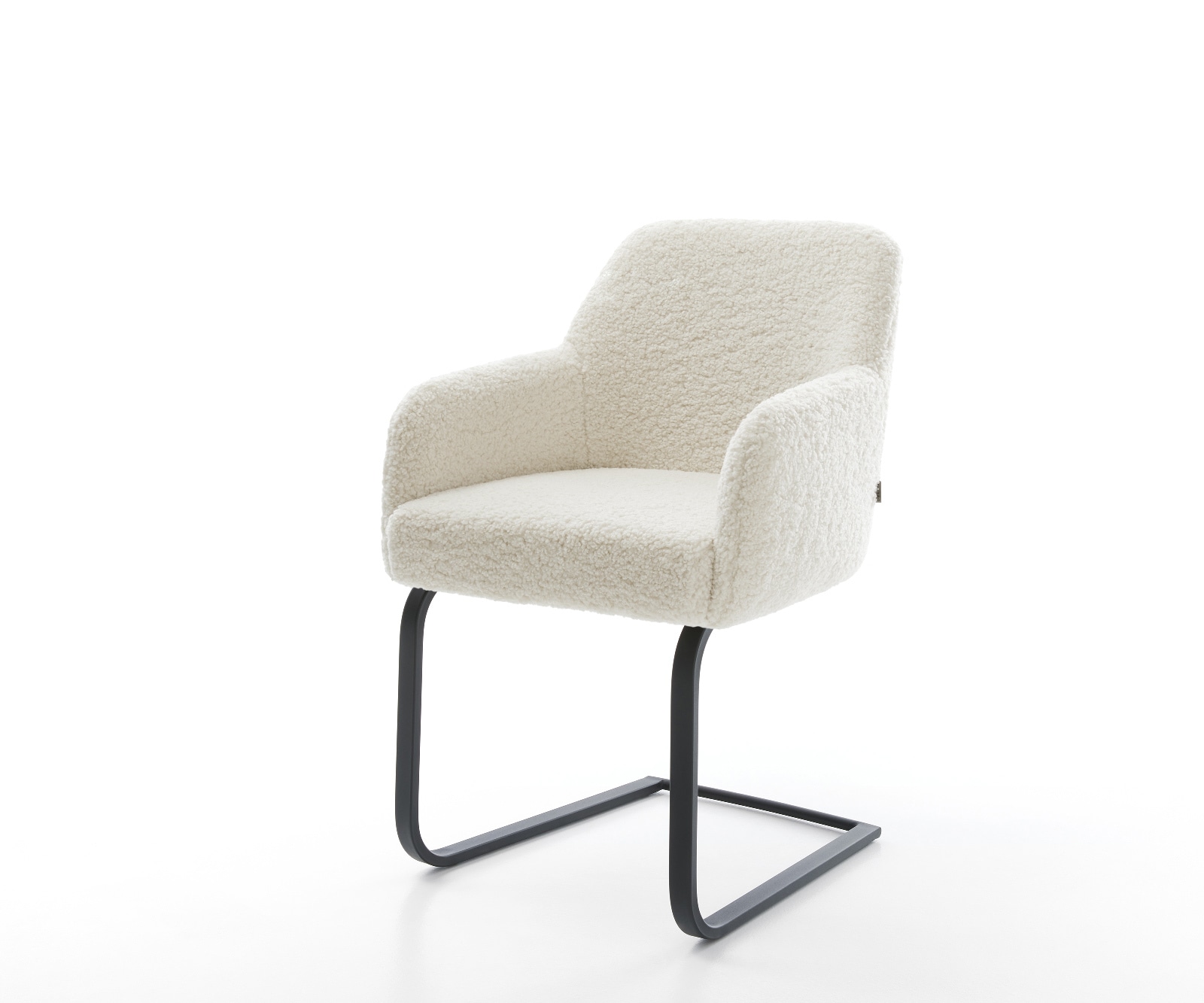 DELIFE Freischwinger Greg-Flex Teddystoff Beige Freischwinger flach Schwarz Taschenfederkern, Esszimmerstühle Image