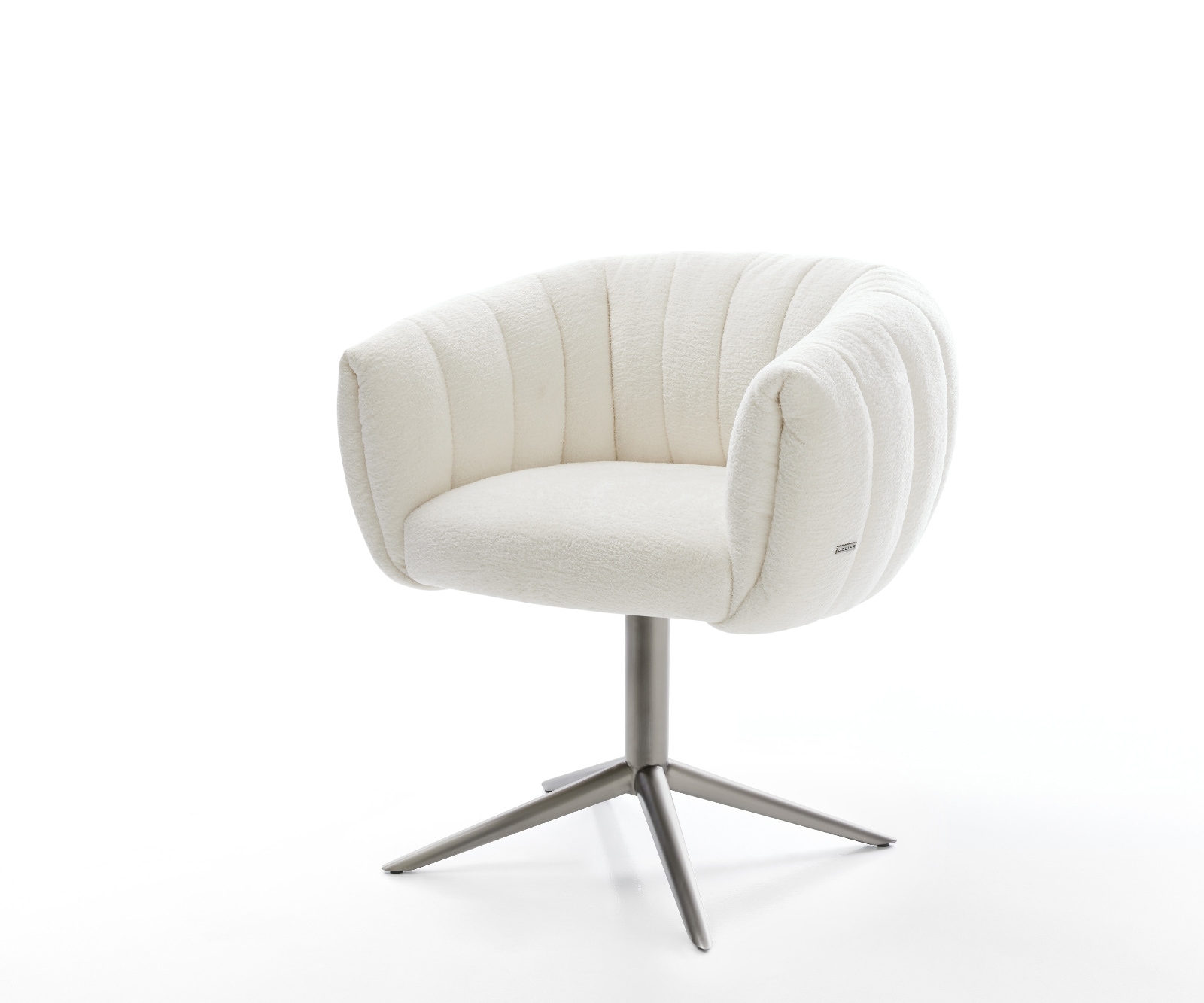 DELIFE Drehstuhl Jada-Flex Bouclé Soft Beige Fußkreuz Graphit 360° drehbar Wippfunktion Taschenfederkern, Esszimmerstühle Image