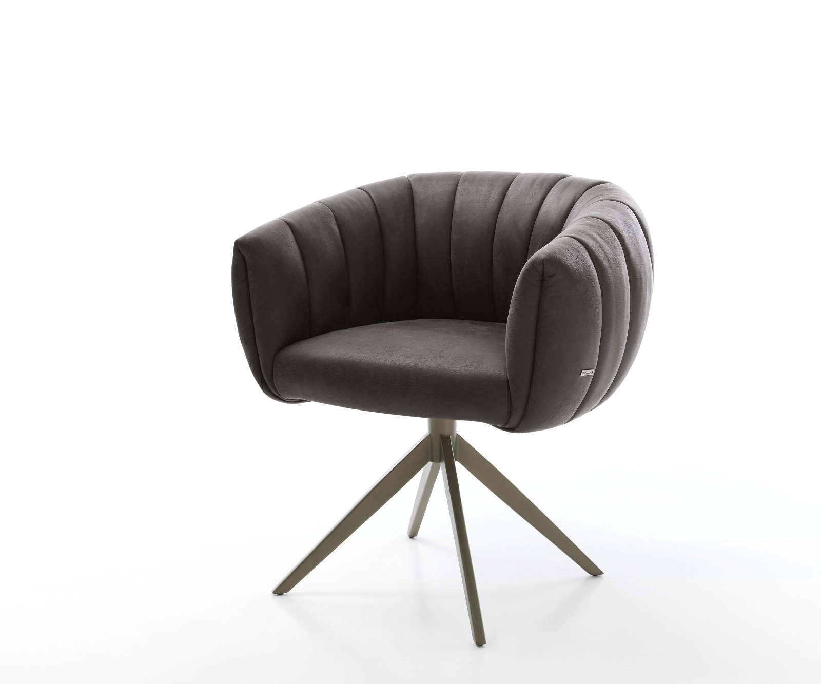 DELIFE Drehstuhl Jada-Flex Mikrofaser Anthrazit Vintage Kreuzgestell breit Effektfinish Titan 360° drehbar Wippfunktion Taschenfederkern, Esszimmerstühle Image