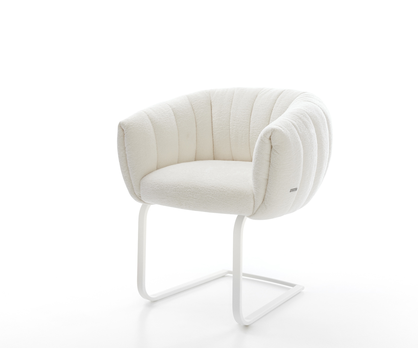 DELIFE Freischwinger Jada-Flex Bouclé Soft Beige Freischwinger flach Weiß Taschenfederkern, Esszimmerstühle Image