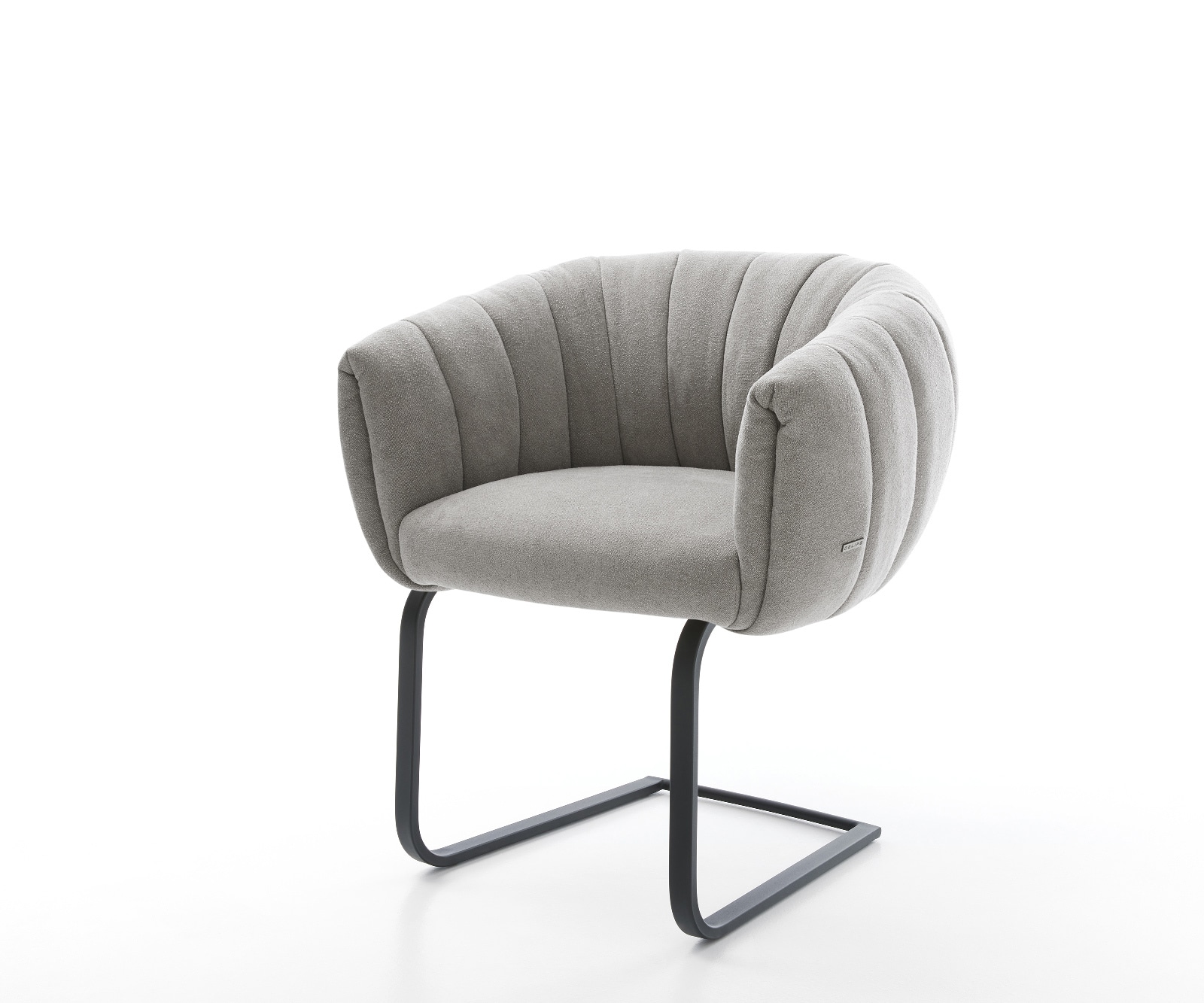 DELIFE Freischwinger Jada-Flex Strukturstoff Soft Grau Freischwinger flach Schwarz Taschenfederkern, Esszimmerstühle Image