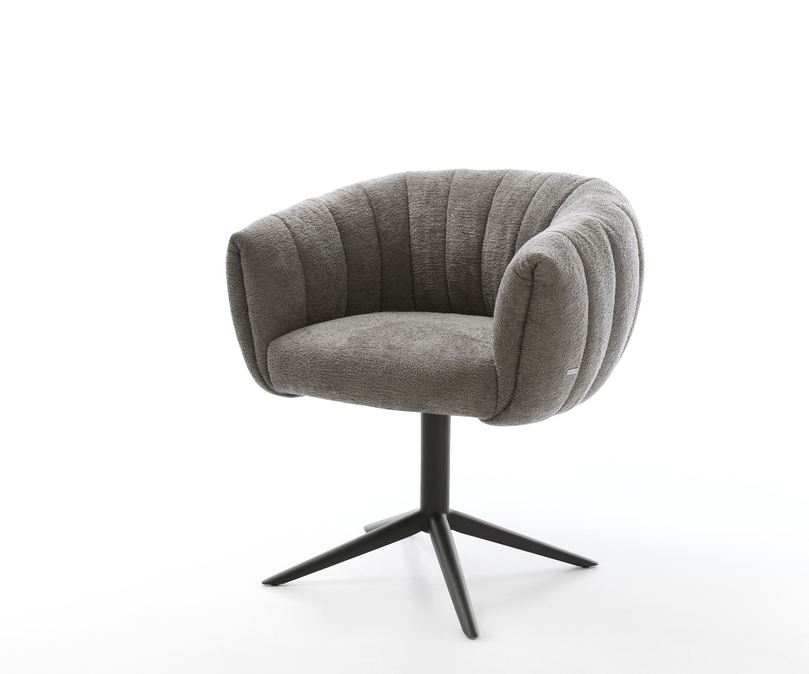 DELIFE Drehstuhl Jada-Flex Bouclé Soft Schlamm Fußkreuz Schwarz 360° drehbar Wippfunktion Taschenfederkern, Esszimmerstühle Image